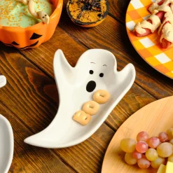 Discount Halloween Ghosts Ceramic Snack Bowl, 12cm, Black White Bowls
