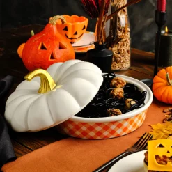 New Halloween Mothers Hand Pumpkin Ceramic Serving Platter, 24cm, Multicolour Bowls