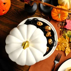 New Halloween Mothers Hand Pumpkin Ceramic Serving Platter, 24cm, Multicolour Bowls