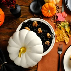 New Halloween Mothers Hand Pumpkin Ceramic Serving Platter, 24cm, Multicolour Bowls