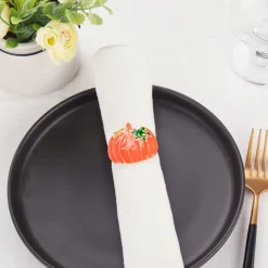 Halloween Pumpkin Napkin Ring Set, 2 Piece, 6.5cm, Orange Multi Napkin Rings