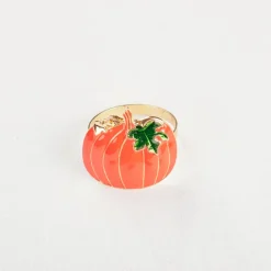 Halloween Pumpkin Napkin Ring Set, 2 Piece, 6.5cm, Orange Multi Napkin Rings
