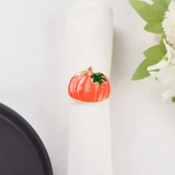 Halloween Pumpkin Napkin Ring Set, 2 Piece, 6.5cm, Orange Multi Napkin Rings
