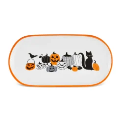 Halloween Pumpkin Party Ceramic Serving Platter, 29cm, Multicolour Serving Platters