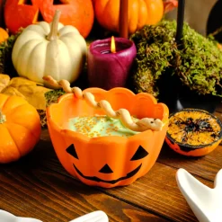 Discount Halloween Pumpkin Ceramic Snack Bowl, 13cm, Orange Bowls