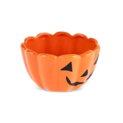 Discount Halloween Pumpkin Ceramic Snack Bowl, 13cm, Orange Bowls