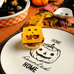 Hot Halloween Pumpkin Ceramic Serving Platter, 27cm, Black White Side Plates