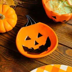 Outlet Halloween Pumpkin Lee Ceramic Snack Bowl, 12cm, Black White Bowls
