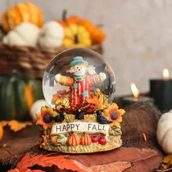 Discount Halloween Scare Crow Ceramic Snow Globe, 100mm, Multi Ornaments