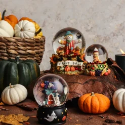 Discount Halloween Scare Crow Ceramic Snow Globe, 100mm, Multi Ornaments