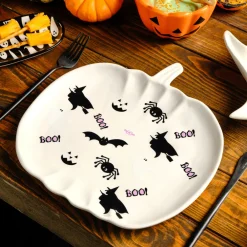 New Halloween Spitrit White Ceramic Serving Platter, 26cm, Multicolour Bowls