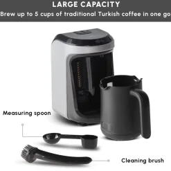 Clearance Hatır Hüps Turkish Coffee Maker and Milk Steamer, 535W, Pearl White Turkish Coffee Maker|Coffee Machines