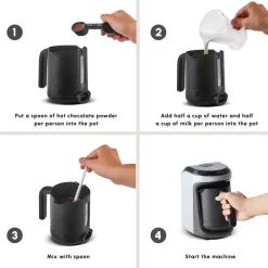 Clearance Hatır Hüps Turkish Coffee Maker and Milk Steamer, 535W, Pearl White Turkish Coffee Maker|Coffee Machines