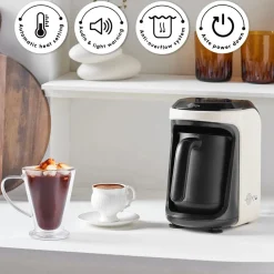 Best Hatır Hüps Turkish Coffee Maker and Milk Steamer, 535W, Cream Turkish Coffee Maker|Coffee Machines