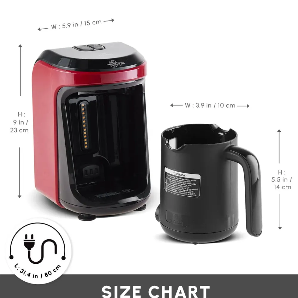 Clearance Hatır Hüps Turkish Coffee Maker and Milk Steamer, 535W, Red Coffee Machines