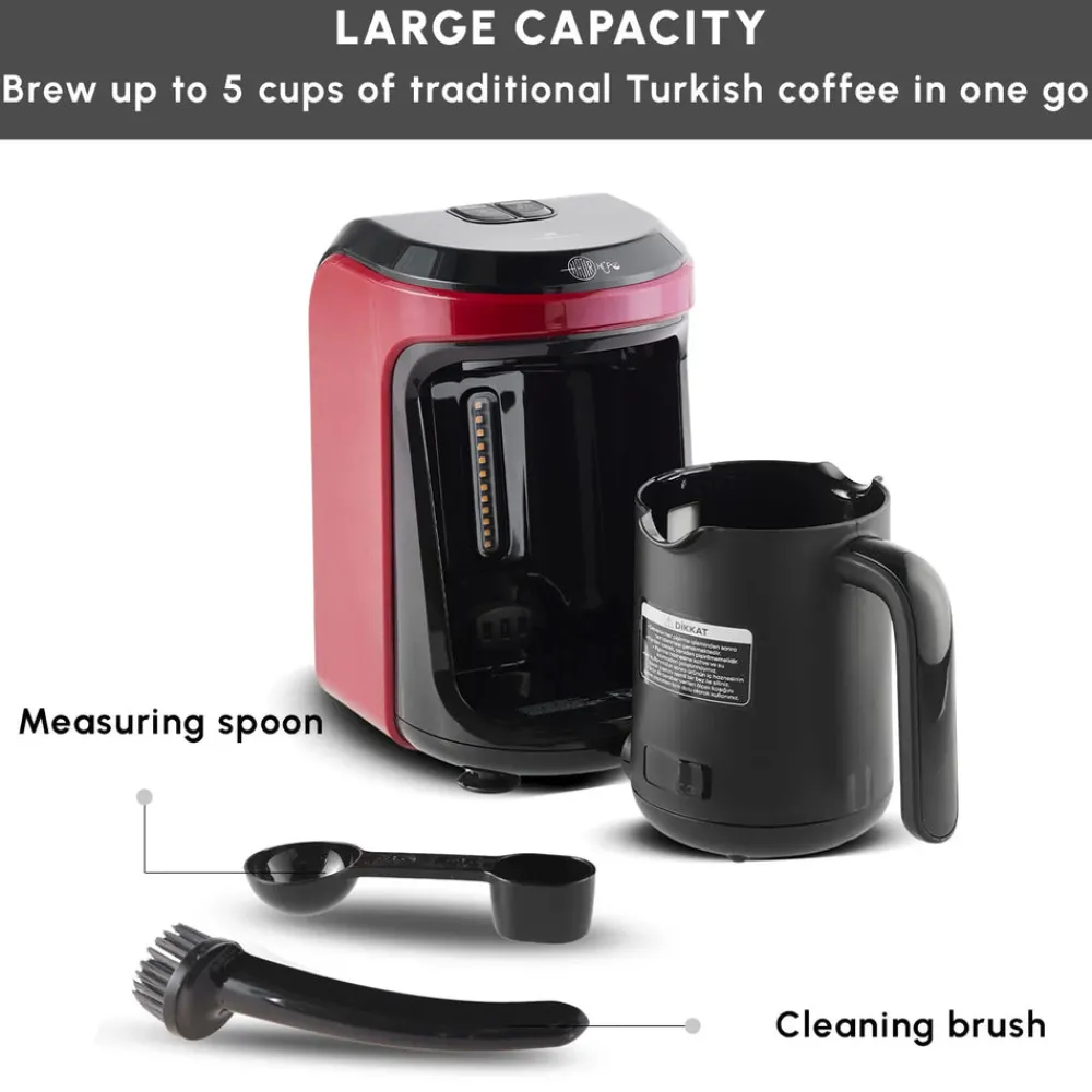 Clearance Hatır Hüps Turkish Coffee Maker and Milk Steamer, 535W, Red Coffee Machines