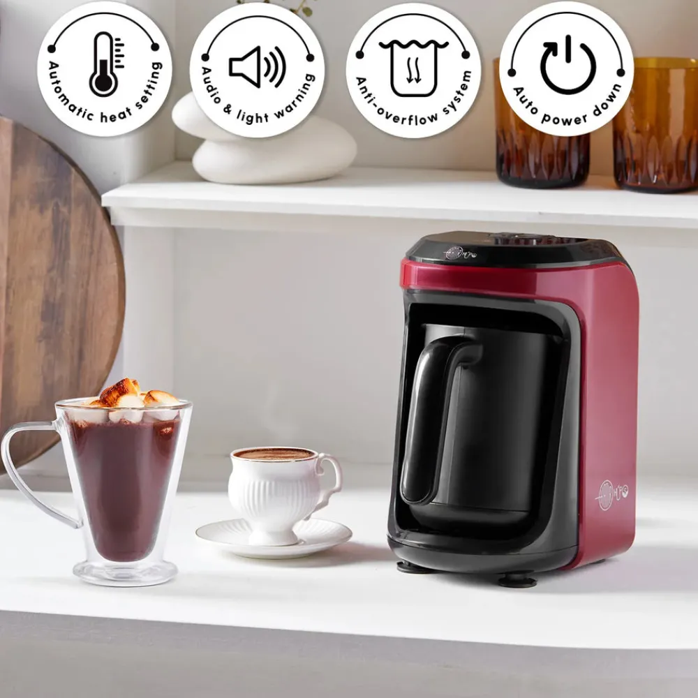 Clearance Hatır Hüps Turkish Coffee Maker and Milk Steamer, 535W, Red Coffee Machines