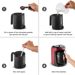 Clearance Hatır Hüps Turkish Coffee Maker and Milk Steamer, 535W, Red Coffee Machines