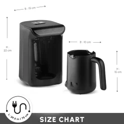 Clearance Hatır Köz Milky Turkish Coffee Maker, 535W, Shiny Black Turkish Coffee Maker