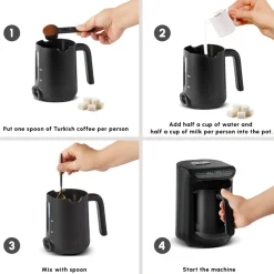 Clearance Hatır Köz Milky Turkish Coffee Maker, 535W, Shiny Black Turkish Coffee Maker