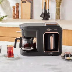 Hot Hatır Plus Mod 5 in 1 Tea, Coffee Maker and Milk Steamer, 1385W, Black Copper Turkish Coffee Maker|Coffee Machines