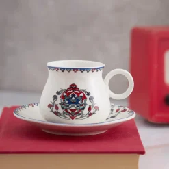 Discount Hattat 12-Piece Porcelain Espresso Turkish Coffee Cup Set for 6 People, 90ml, White Multi Espresso & Turkish Coffee Cup Sets