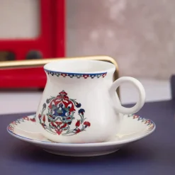 Discount Hattat 12-Piece Porcelain Espresso Turkish Coffee Cup Set for 6 People, 90ml, White Multi Espresso & Turkish Coffee Cup Sets