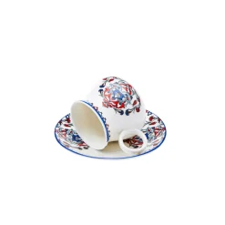 Discount Hattat 12-Piece Porcelain Espresso Turkish Coffee Cup Set for 6 People, 90ml, White Multi Espresso & Turkish Coffee Cup Sets