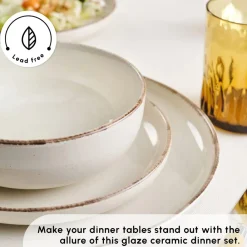 New Hekka 18-Piece Stoneware Dinner Set for 6 People, Cream See All Dinner Sets|Stoneware Dinner Sets