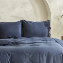 Clearance Home 4 Elements 100% Turkish Cotton Duvet Cover Set with Bed Sheet, Double, Navy Blue Duvet Cover Sets