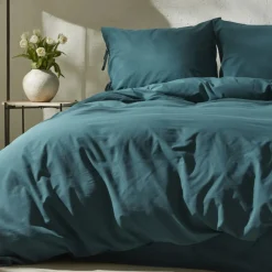 Best Home 4 Elements 100% Turkish Cotton Duvet Cover Set with Bed Sheet, Double, Petrol Duvet Cover Sets
