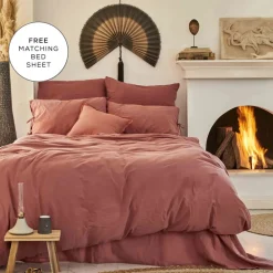 Online Home 4 Elements 100% Turkish Cotton Duvet Cover Set with Bed Sheet, Single, Terracotta Duvet Cover Sets