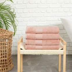 Best Home 100% Turkish Cotton Bath Towel Set, 4 Piece, 85cmx150cm, Pink Towel Sets