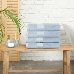 New Home 100% Turkish Cotton Bath Towel Set, 4 Piece, 85cmx150cm, Blue Towel Sets