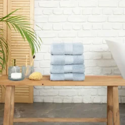 New Home 100% Turkish Cotton Hand Towel Set, 4 Piece, 50cmx90cm, Blue Towel Sets