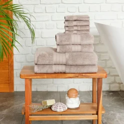 Discount Home 100% Turkish Cotton Towel Set, 8 Piece, Grey Towel Sets