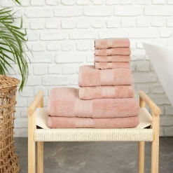 Online Home 100% Turkish Cotton Towel Set, 8 Piece, Pink Towel Sets