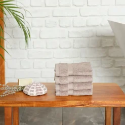 Sale Home 100% Turkish Cotton Face Towel Set, 4 Piece, 30cmx30cm, Stone Towel Sets