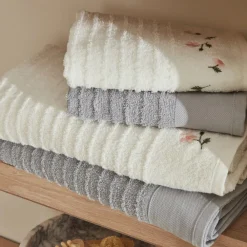 Hot Home Allen 6-Piece 100% Turkish Cotton Family Bathroom Set, Offwhite Bathrobes