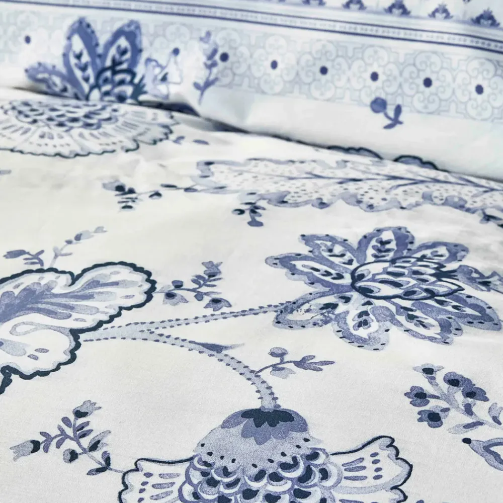 Clearance Home Amar Blue 100% Cotton Duvet Cover Set, Double Duvet Cover Sets