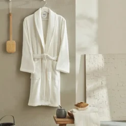 Home Andy 100% Turkish Cotton Bathrobe Set, L/XL, Offwhite Bathrobes