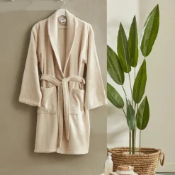 Best Home Andy 100% Turkish Cotton Bathrobe Set, L/XL, Beige Bathrobes