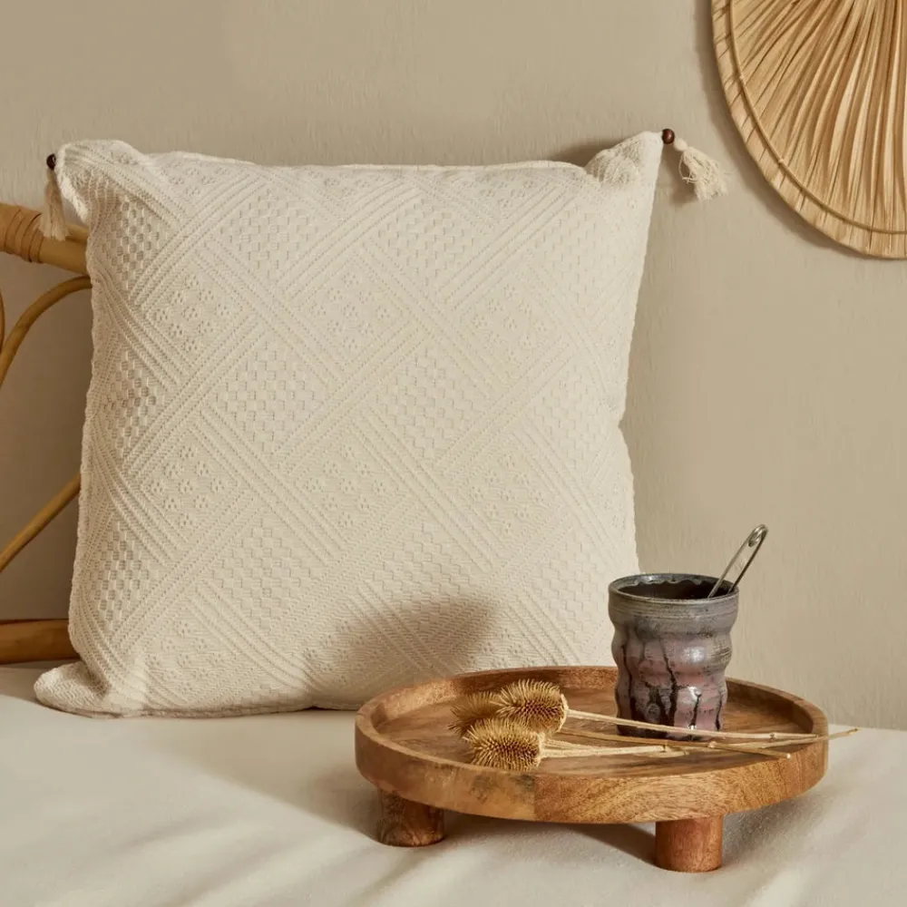 Best Home Arven Filled Cushion, 43cmx43cm, Ecru Cushions