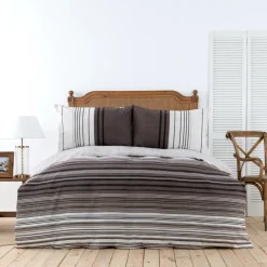 Sale Home Aspen 100% Turkish Cotton Duvet Cover Set, Super King, White Brown Black Duvet Cover Sets