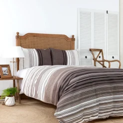 Discount Home Aspen 100% Turkish Cotton Duvet Cover Set, King, White Brown Duvet Cover Sets