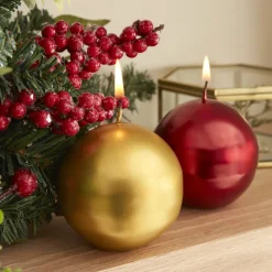Online Home Ball Candle, 7cm, Red Candles