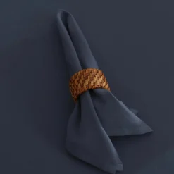 Hot Home Belle 2-Piece Fabric Napkin, 40x40cm, Indigo Napkin Rings