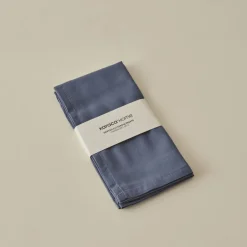 Hot Home Belle 2-Piece Fabric Napkin, 40x40cm, Indigo Napkin Rings