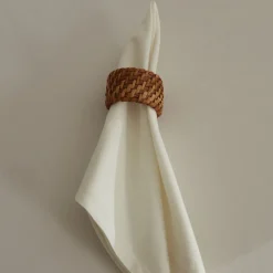Sale Home Belle 2-Piece Fabric Napkin, 40x40cm, Ecru Napkin Rings