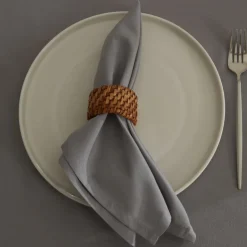 Online Home Belle 2-Piece Fabric Napkin, 40x40cm, Grey Napkin Rings